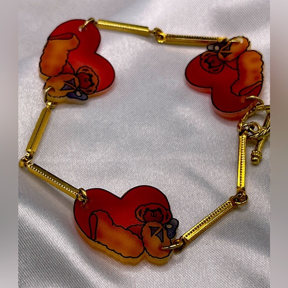 Cute Heart Teddy Bear with Rose Necklace & Bracelet. NWOT. - Picture 3 of 4